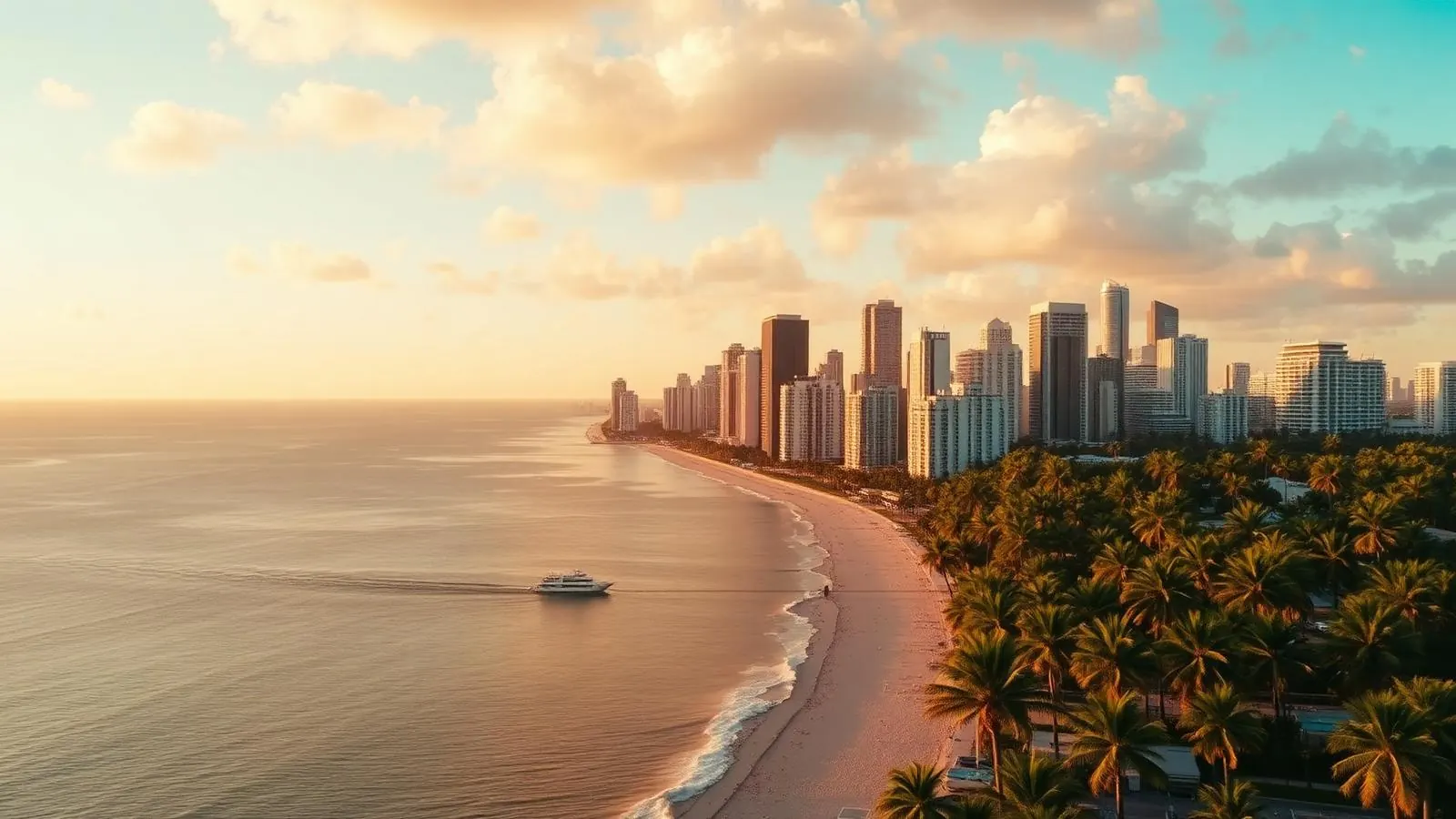 Miami coastline at golden hour